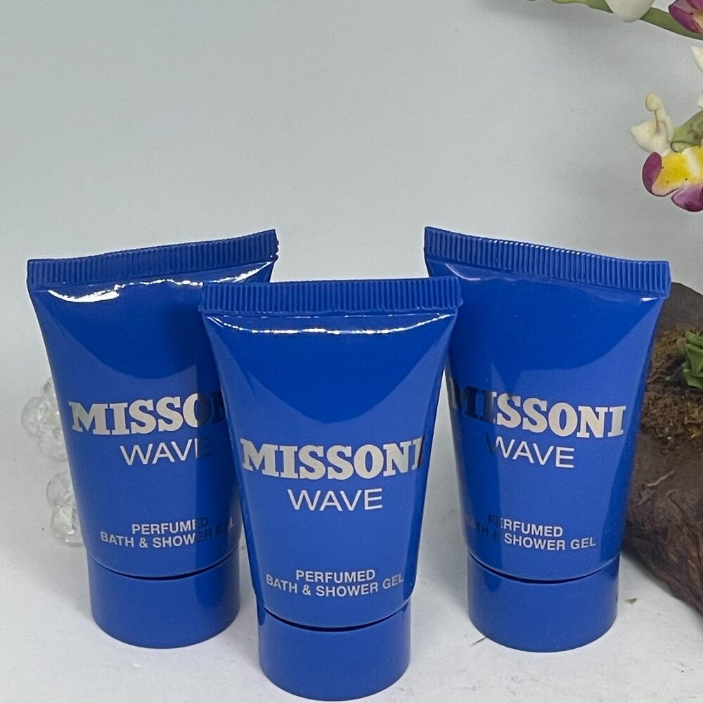 3x Missoni Wave Pour Homme Perfumed Bath & Shower Gel -.8 fl oz Travel Size -New